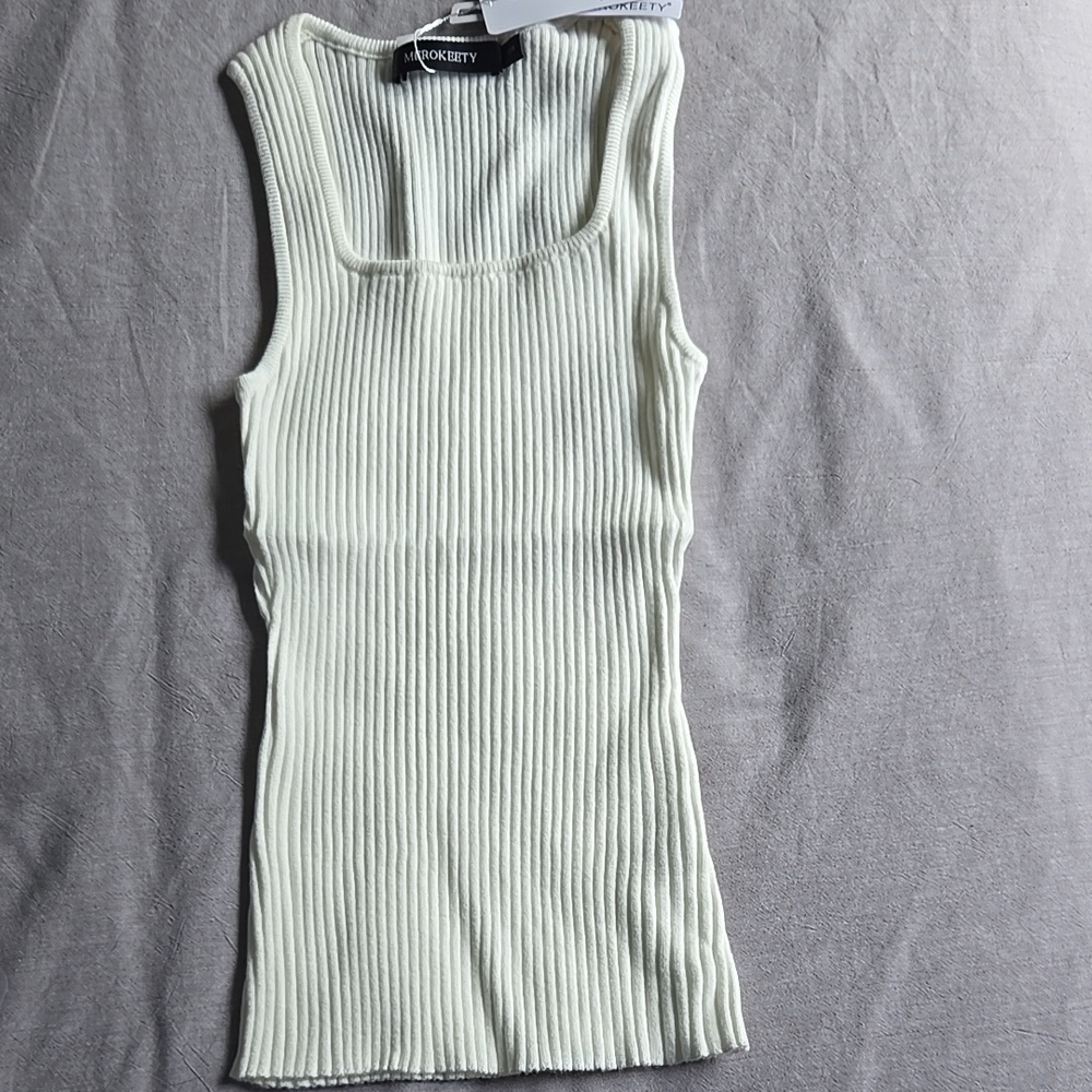 White Ribbed Tank Top